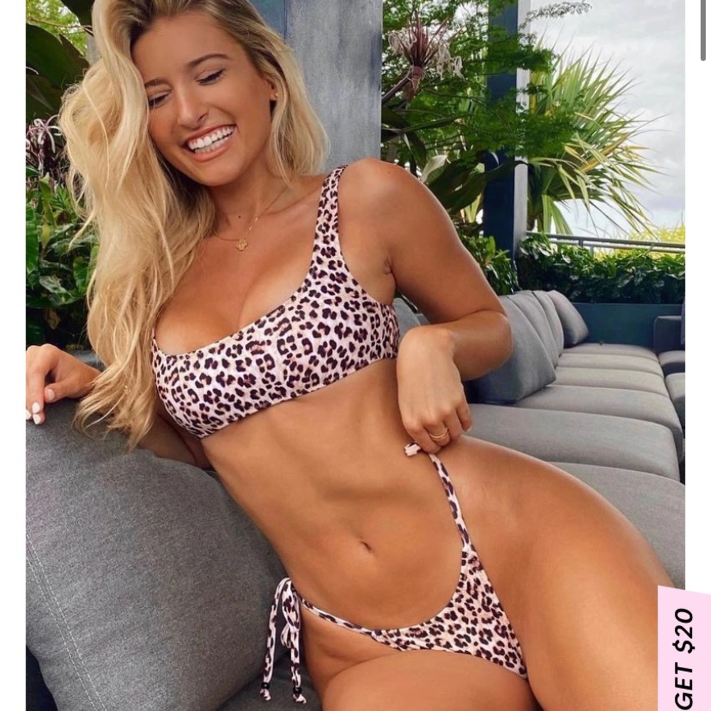 White fox leopard print bikini top